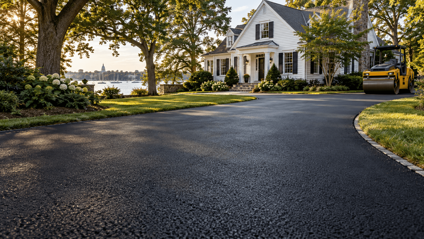 Freshly paved residential driveway in Annapolis